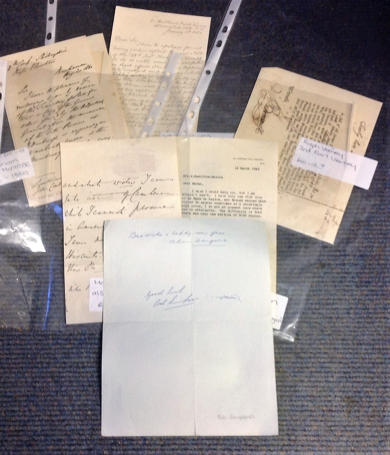 Historical letter collection includes 8 ALS some interesting names such as Madge Kendall, James