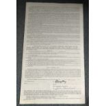 Doris Day signed 1973 William Morris Agency contract.