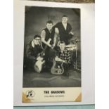 Music The Shadows band signed 6 x 4 inch Columbia records photo fixed to A4 page