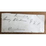 Benjamin Disraeli (1804 - 1881) British Prime Minister 1868 and 1874 - 1880. Signed part of envelope