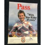 Barry Sheene signed 23 x 17 inch colour Star Rider motor cycle training promo posters.