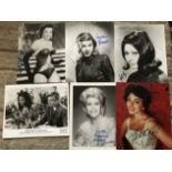 TV/Film collection. Six signed 10 x 8 inch photos including Lauren Bacall, Sophia Loren