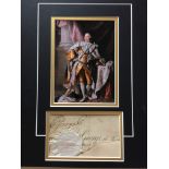 King George III signed presentation. 7 X 5 inch photo professionally double mounted above a large