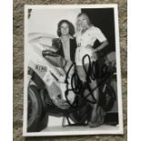 Barry Sheen Motorcycle ace signed 7 x 5 inch b/w photo in casual clothes on his bike.