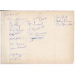 Football 1950s West Ham Leicester multiple signed page inc. Bobby Moore