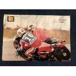 Barry Sheene signed 17 x 24 inch colour Motor Cycle News poster. Great image of racing Mick Grant