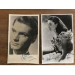 Film Laurence Olivier and Vivian Leigh signed pair of 6 x 4 inch b/w portrait photos.