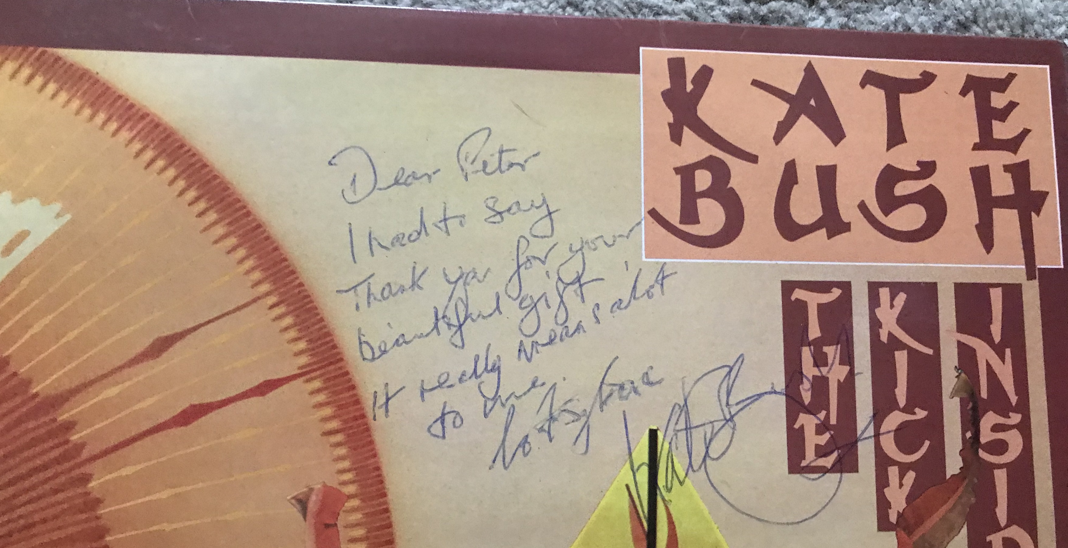 Kate Bush signed 33 rpm record sleeve for The Kick Inside with hand written rare lyrics - Image 3 of 6