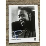 Music legend Barry White signed 10 x 8 inch AM records b/w promo photo. Comes with COA from REAL