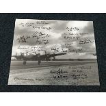 WWII 10x8 B/W Halifax photo signed by 18 bomber command veterans