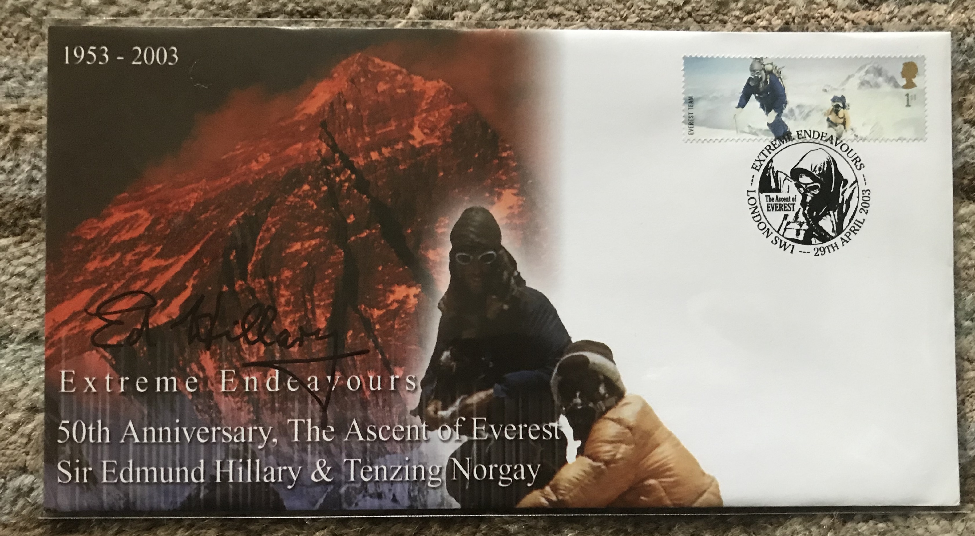 Sir Edmund Hillary signed 2003 Extreme Endeavours cover, comm 50th ann of the Ascent of Everest.