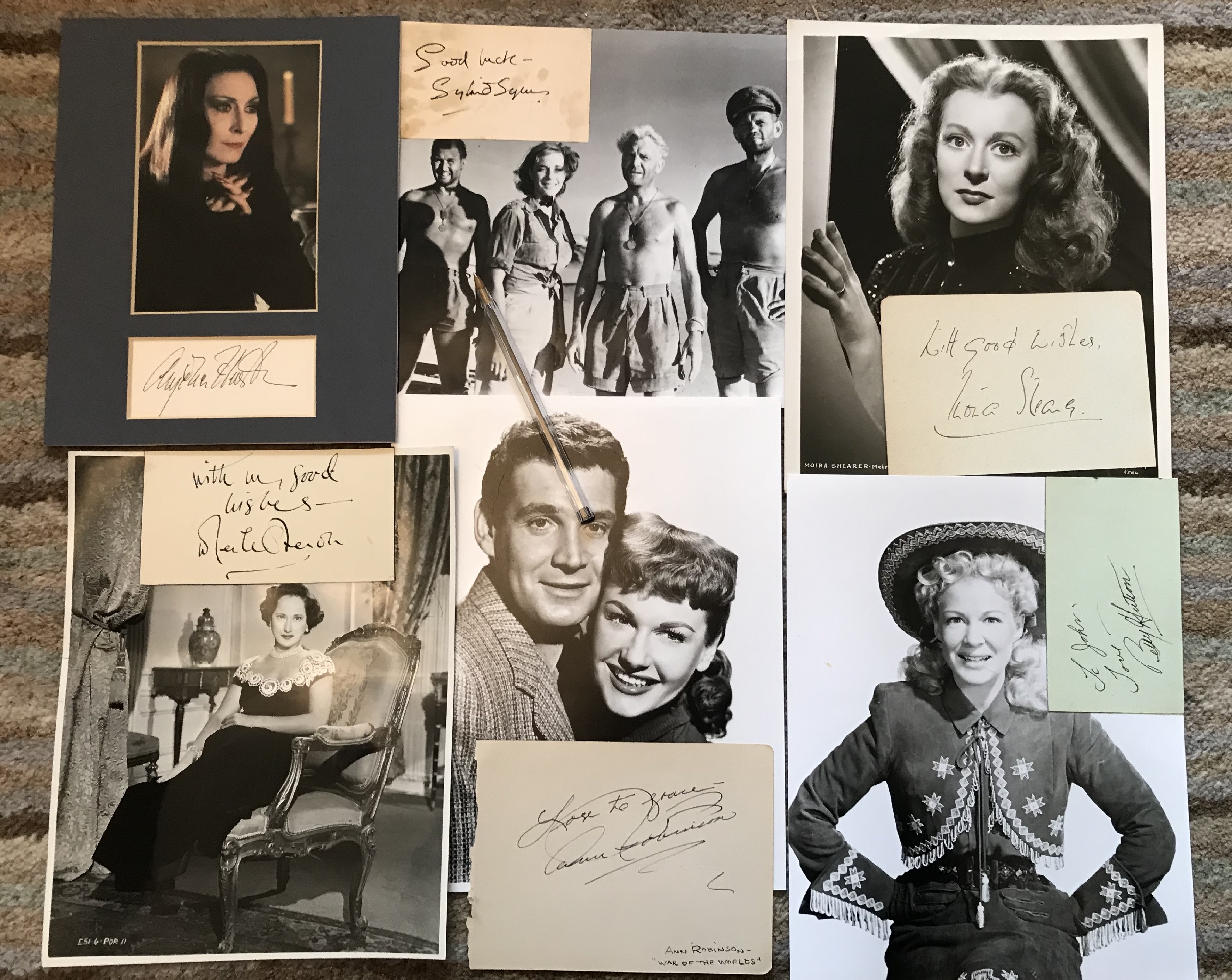 Vintage Film signed collection. Moira Shearer, Betty Hutton, Merle Oberon, Sylvia Syms, Ann Robinson