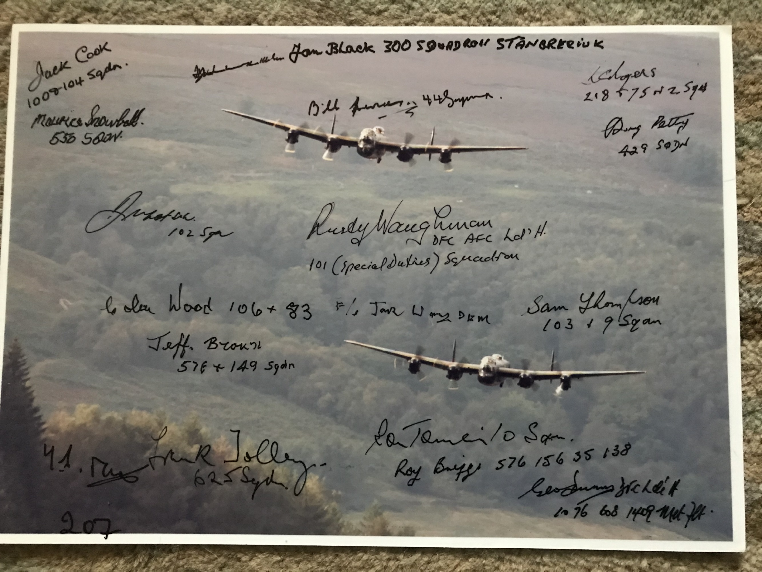 WW2 18 Bomber Command veterans multiple signed Lancaster photo