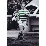 Autographed JOHN CLARK 12 x 8 photo - Colorized, depicting the Celtic full-back running out onto the