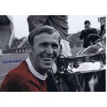 Autographed PAT CRERAND 16 x 12 photo - Colorized, depicting the Man United midfielder posing with