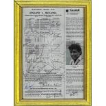 Cricket multi signed England v Sri Lanka 1984 multi signed vintage signature piece 11 signature s