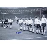 Autographed IAN CALLAGHAN 16 x 12 photo - B/W, depicting a wonderful image showing England players