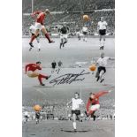 Autographed GEOFF HURST 12 x 8 photo - Colorized, depicting a montage of images relating to Hurst´