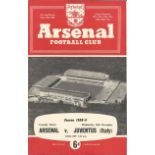 Football vintage programme Arsenal v Juventus Highbury Stadium 1958-59. Good condition Est.