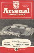 Football vintage programme Arsenal v Juventus Highbury Stadium 1958-59. Good condition Est.