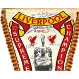 Liverpool F. C commemorative pennant Supreme Champions 12 times League Champions signed by Anfield
