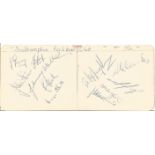 SOUTHAMPTON F. C. signed 1950S Album Page signed by 12 players inc. Bryan Elliott, Tommy Traynor,