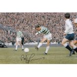 Autographed BOBBY LENNOX 12 x 8 photo - Col, depicting Lennox having a pop at goal during Celtic´s