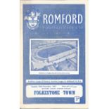 Football vintage programme Romford v Folkestone Town Southern League Premier League 26th December