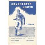 Football vintage programme Colchester United v Yeovil Town FA Cup 2nd Programme 1958-59. Good