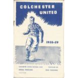 Football vintage programme Colchester United v Chesterfield FA CUP 3rd round 1958-59 season. Good