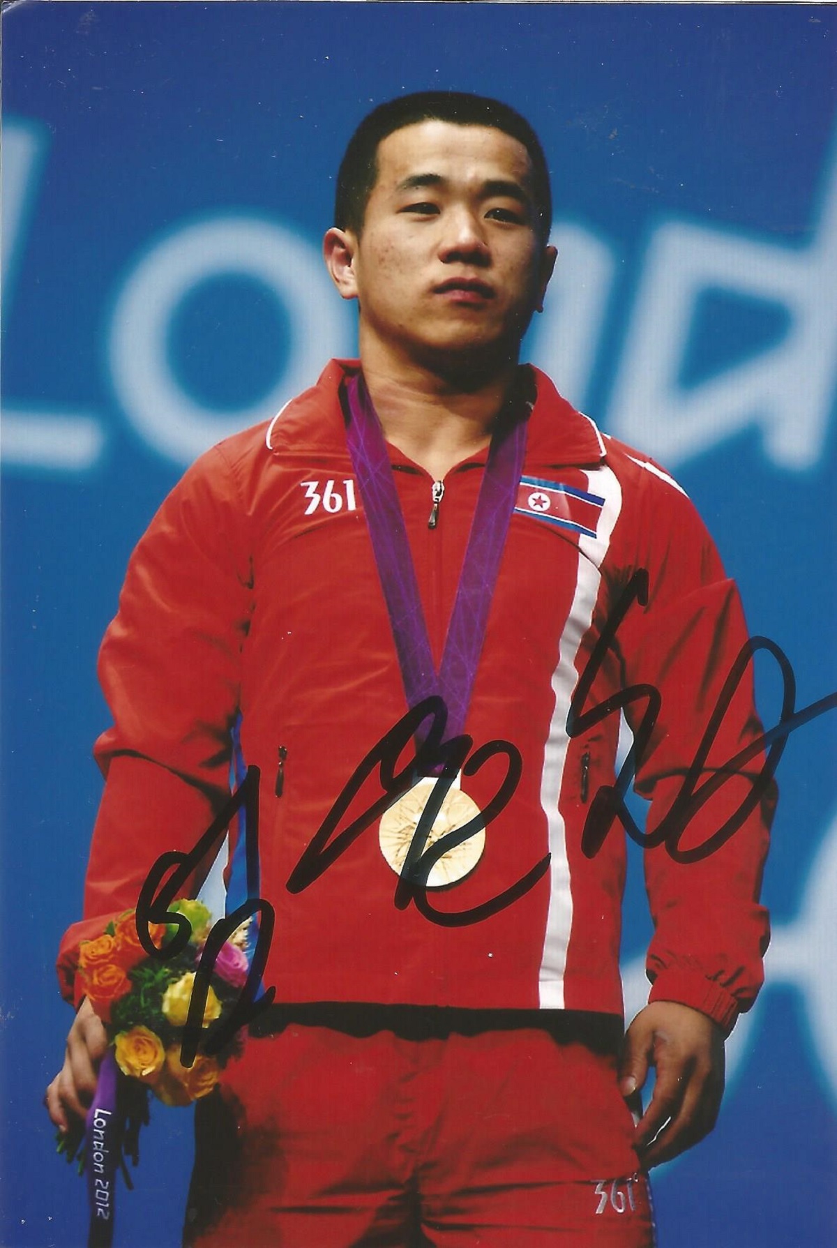 Olympics Om Yun Chol signed 6x4 colour photo of the silver medallist in the 56kg Weightlifting Event