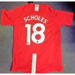 Football Paul Scholes signed Manchester United replica home shirt. Good condition Est.