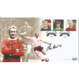 Denis Law and Bobby Charlton signed Football Heroes FDC double PM First Day of Issue Wembley