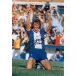 Autographed TREVOR FRANCIS 12 x 8 photo - Col, depicting the Birmingham City striker celebrating