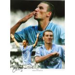 Football Elano signed 16x12 colour montage photo pictured while playing for Manchester City. Good