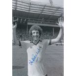 Autographed ALAN SUNDERLAND 12 x 8 photo - B/W, depicting Arsenal's match-winner celebrates in front