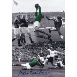 Autographed BERT TRAUTMANN 12 x 8 photo - Colorized, depicting a montage of images relating to the