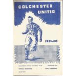 Football vintage programme Colchester United v Accrington Stanley 1959-60 season. Good condition