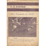 Football vintage programme F. C Austria v Malta 1947 rare match programme. Good condition Est.