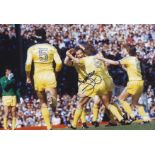 Autographed JIMMY CASE 12 x 8 photo - Col, depicting Brighton players converging on Case after his