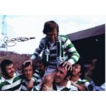 Autographed BILLY McNEILL 16 x 12 photo - Col, depicting the Celtic captain being chaired by