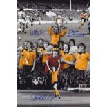 Autographed WOLVES 12 x 8 photo - Colorized, depicting a montage of images relating to a 2-1 victory