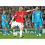 Football Paul Scholes signed 16x12 colour photo pictured in action Manchester United. Good condition