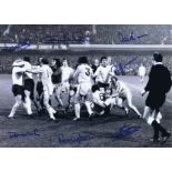 Autographed DERBY COUNTY 16 x 12 photo - B/W, depicting Francis Lee of Derby County and Norman
