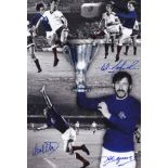 Autographed RANGERS 12 x 8 photo - Colorized, depicting a montage of images relating to Rangers 3-