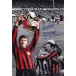 Autographed MANCHESTER CITY 12 x 8 photo - Colorized, depicting a montage of images relating to