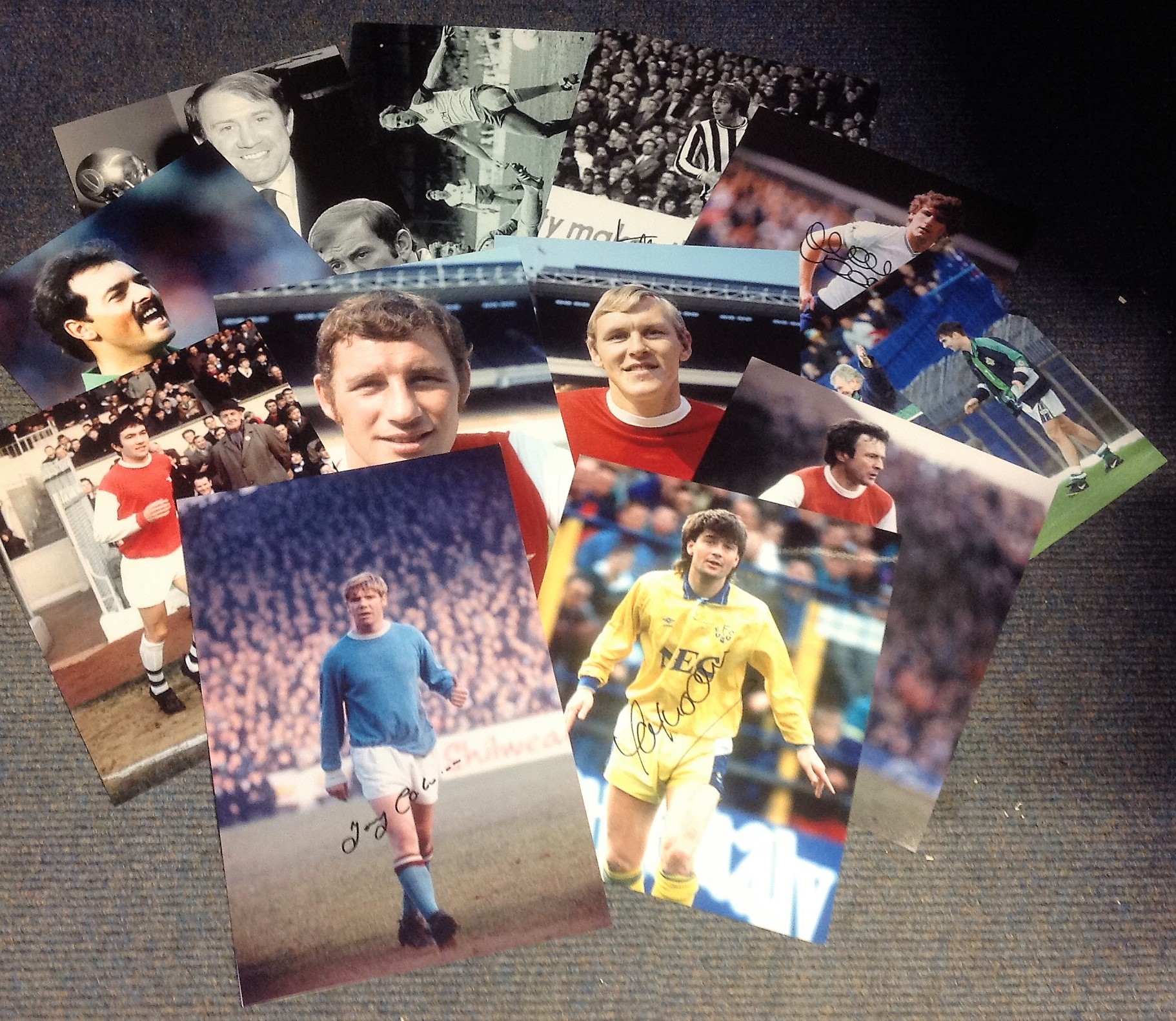 Football Legends collection 12 signed assorted photos from some great names of the British game