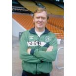 Autographed DAVID HAY 12 x 8 photo - Col, depicting the Celtic manager posing for photographers