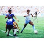 Autographed JOHN BARNES 16 x 12 photo - Col, depicting the England winger in full length action