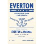 Football vintage programme Everton v Arsenal League Division One 3rd October 1959. Good condition